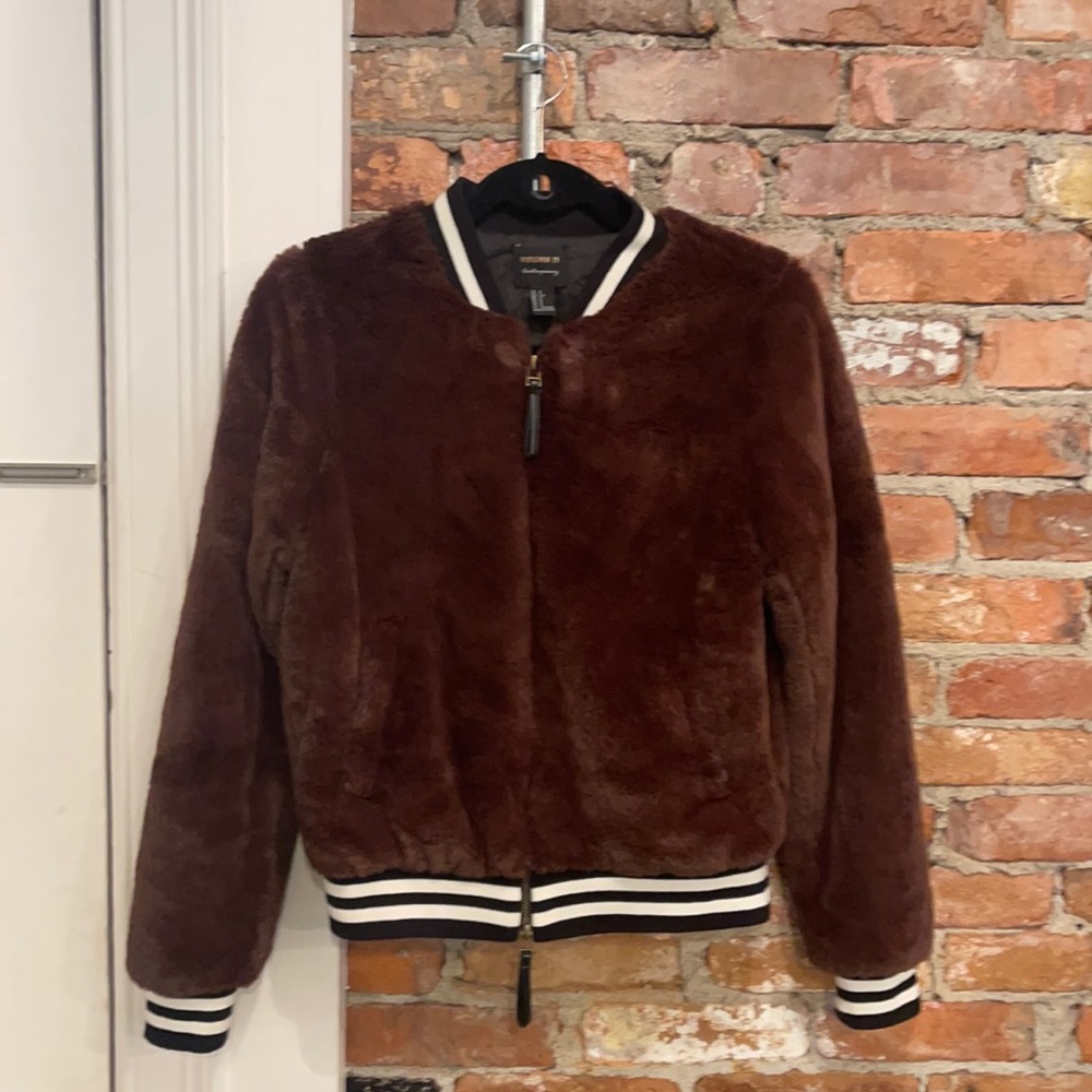 Forever 21 contemporary faux fur baseball jacket